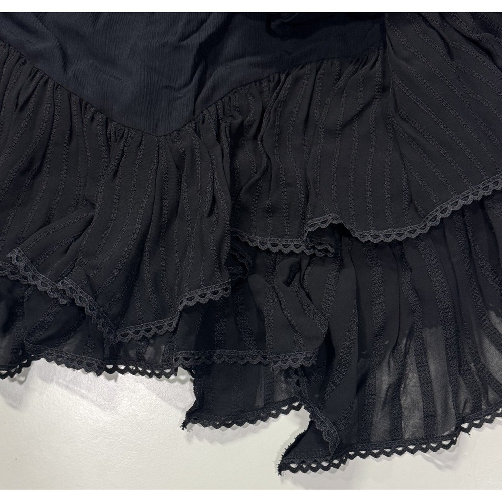 Network Black Tiered Skirt Sz 36 US 6 100% Viscose Boho Flowy Whimsigoth Grunge - Picture 6 of 14